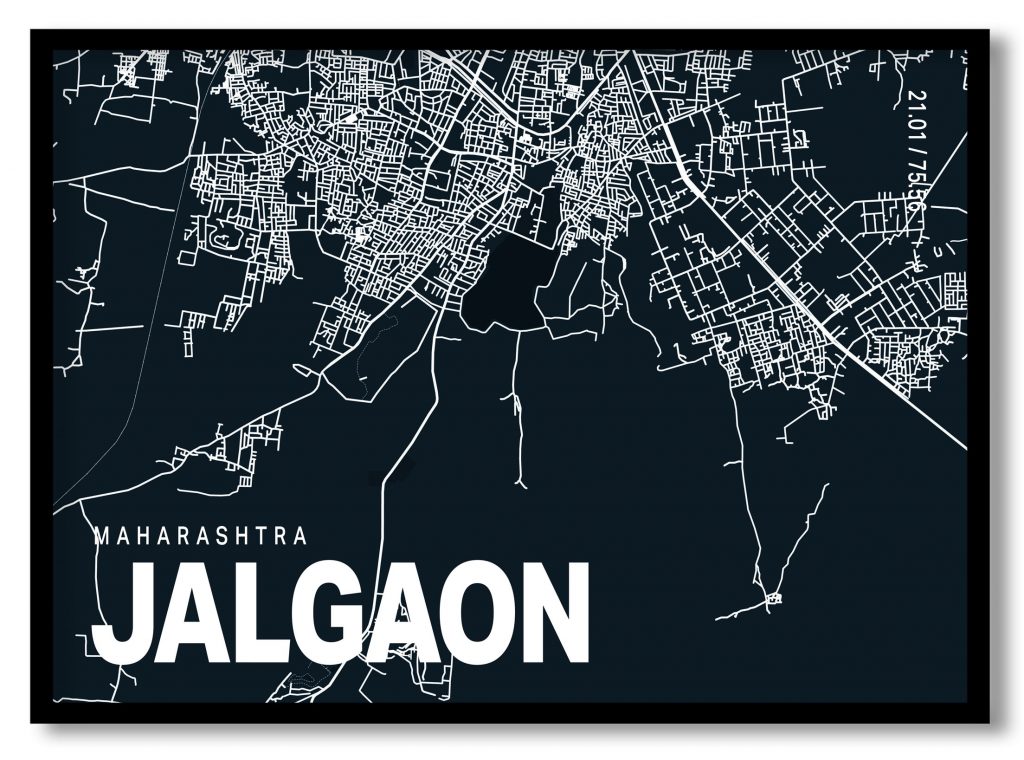 Blue poster map of jalgaon