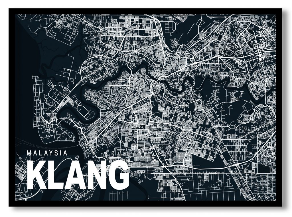 Blue poster map of klang