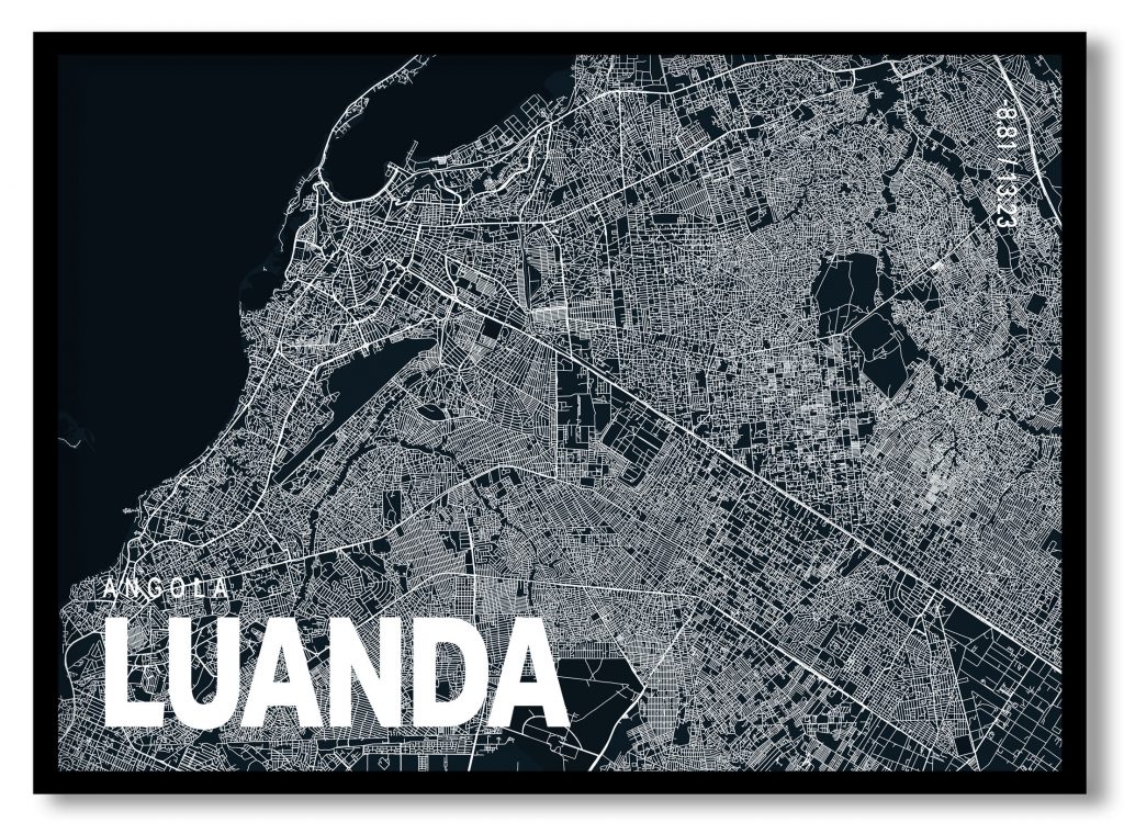 Blue poster map of luanda