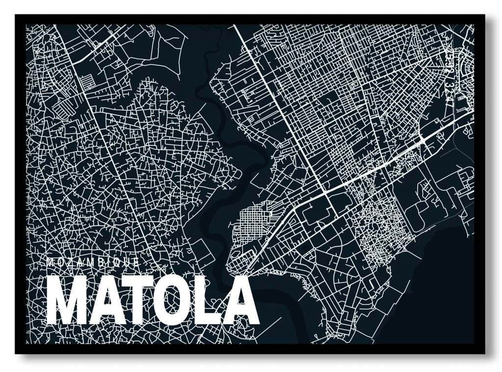 Blue poster map of matola