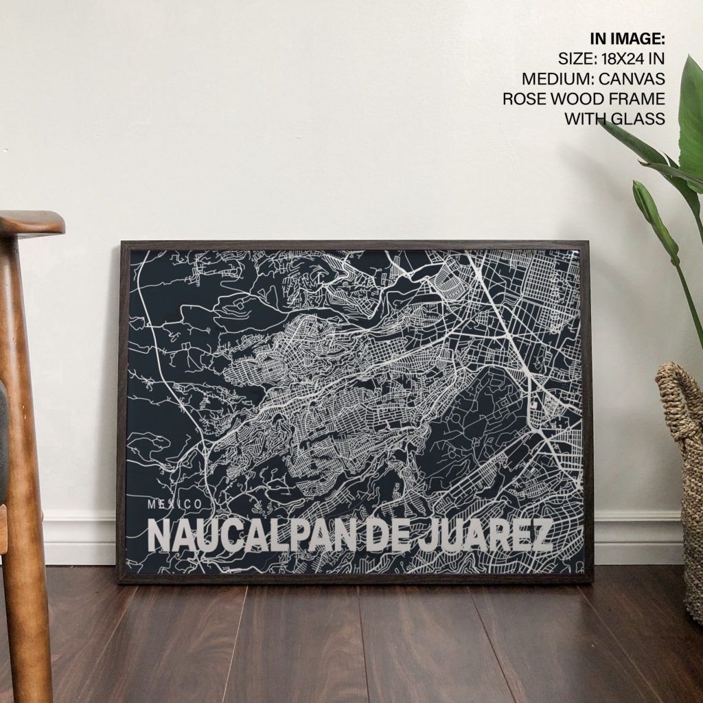 Minimalist Naucalpan de Juarez Mexico Map – Wall Hanging