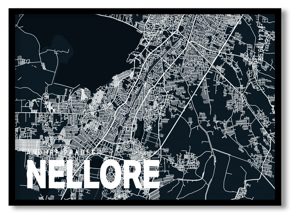 Blue poster map of nellore