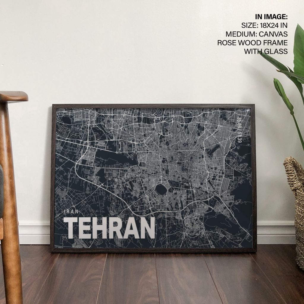 Minimalist Tehran Map Coordinates – Wall Hanging
