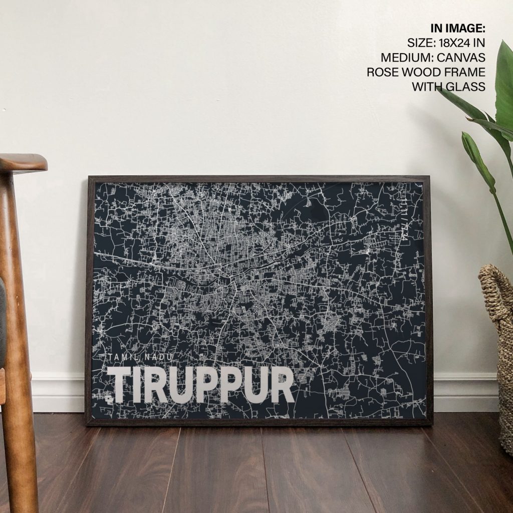Minimalist Tiruppur City Map – Wall Art