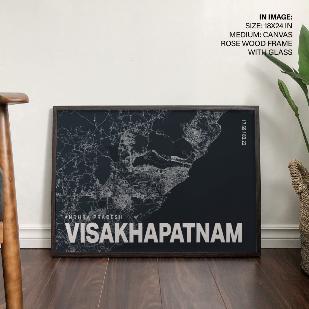 Minimalist Visakhapatnam Map Coordinates – Wall Painting