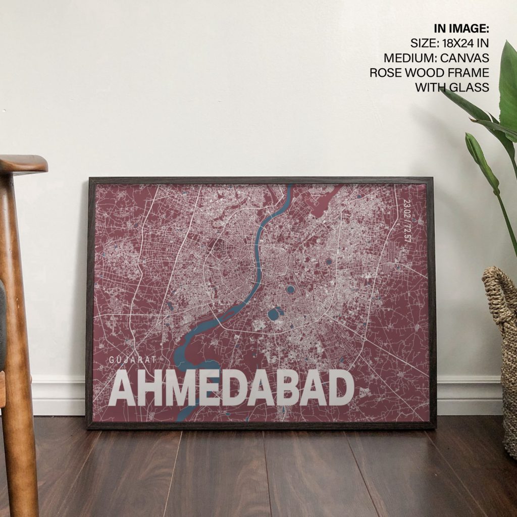 GUJARAT AHMEDABAD 23 02 72 57 - City Map Coordinates – Wall Painting