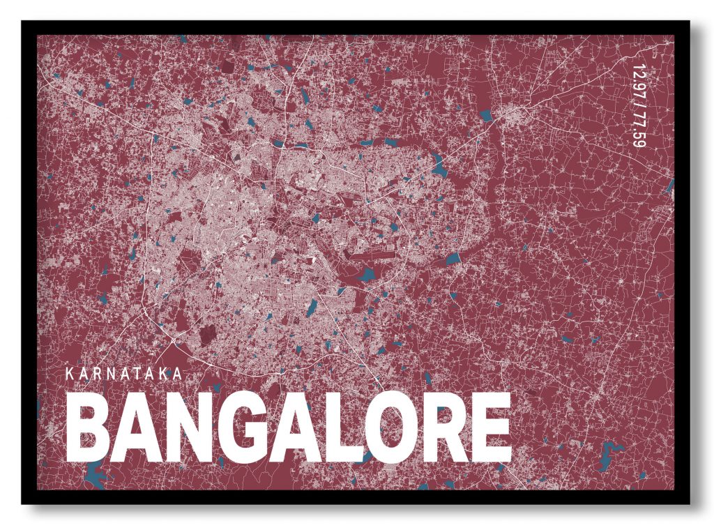 Red poster map of bangalore