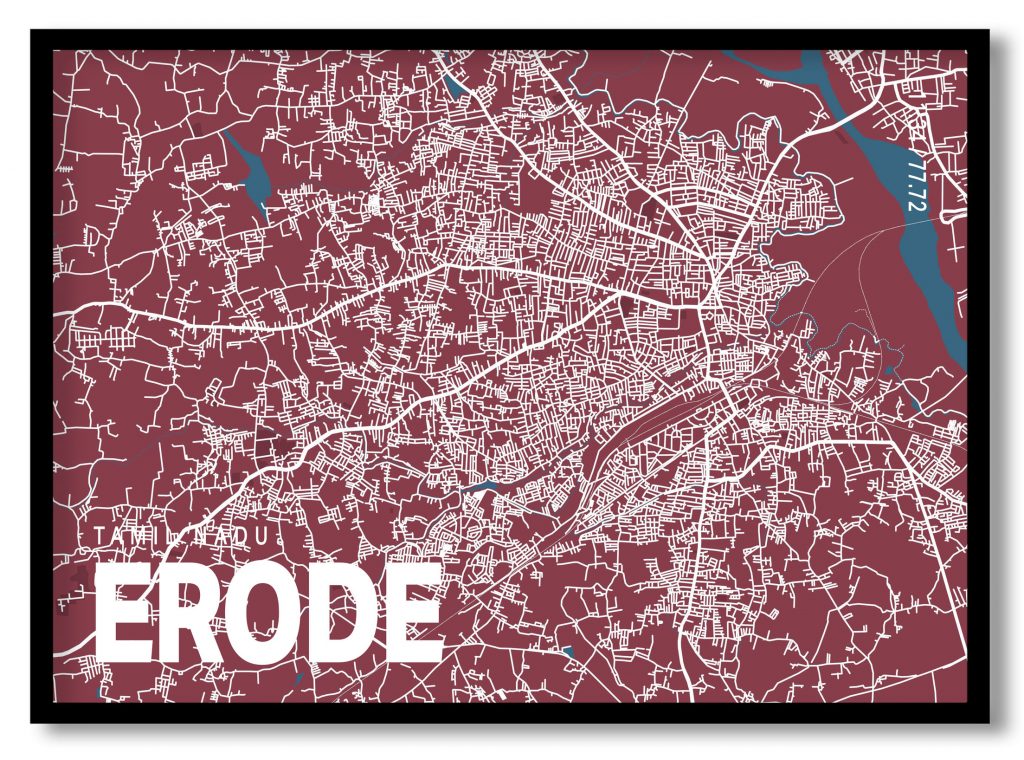 Red poster map of erode