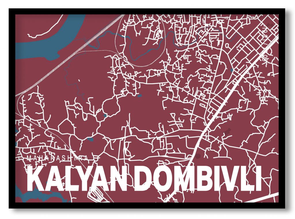 Red poster map of kalyan dombivli