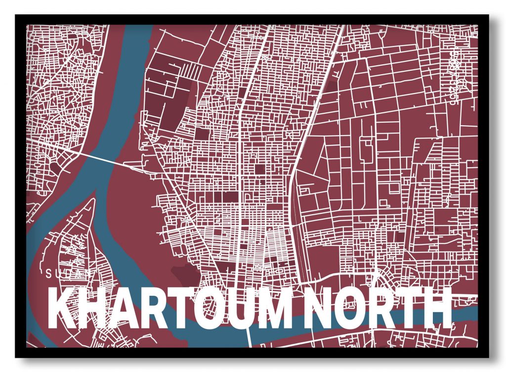 Red poster map of khartoum north