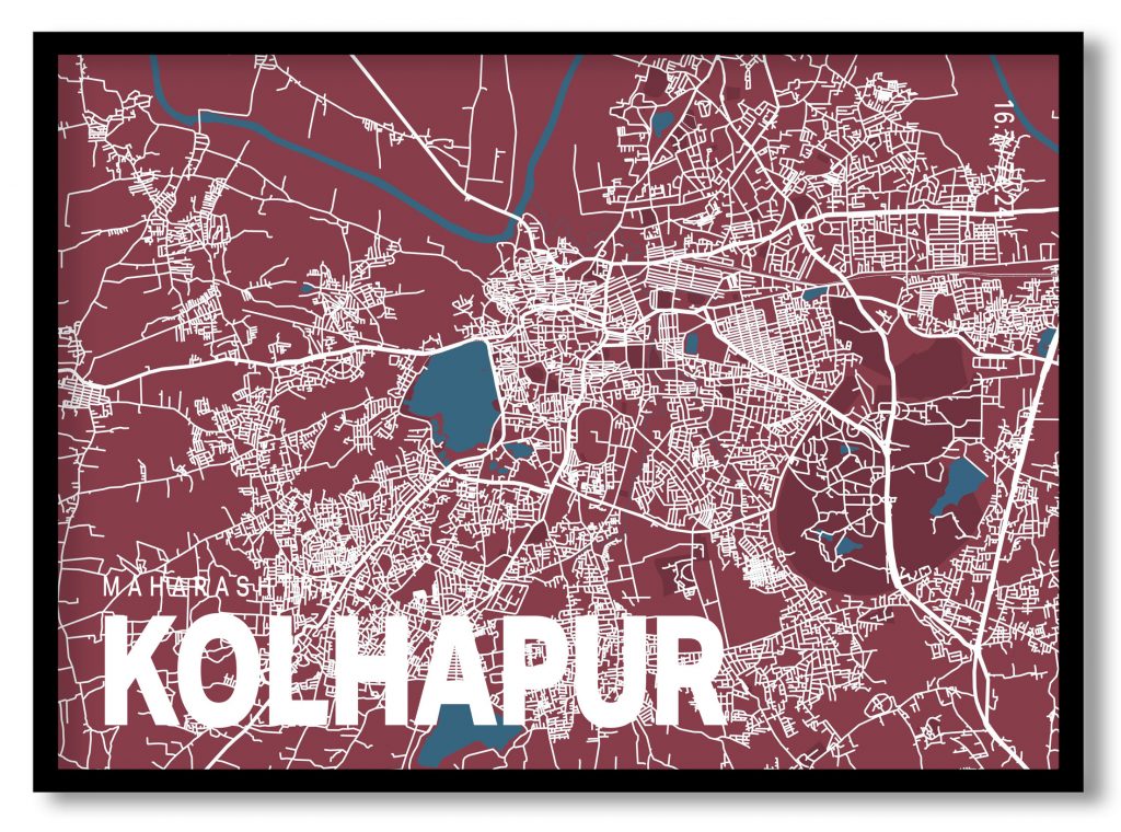 Red poster map of kolhapur