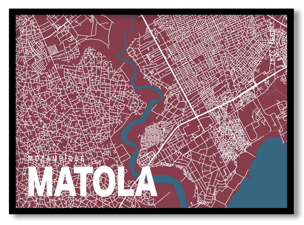 Red poster map of matola