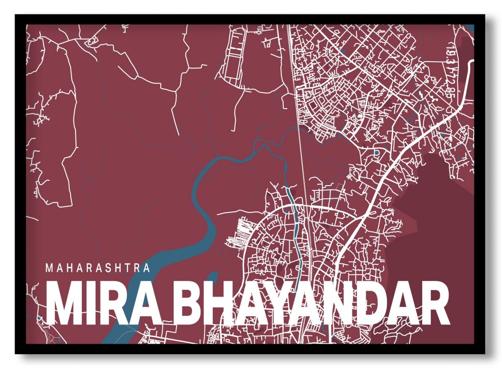 Red poster map of mira bhayandar
