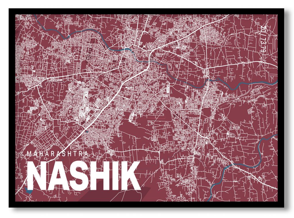 Red poster map of nashik