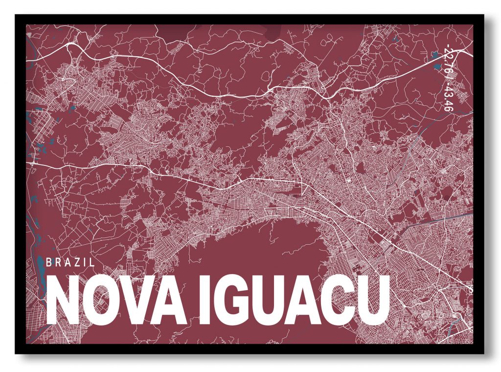 Red poster map of nova iguacu