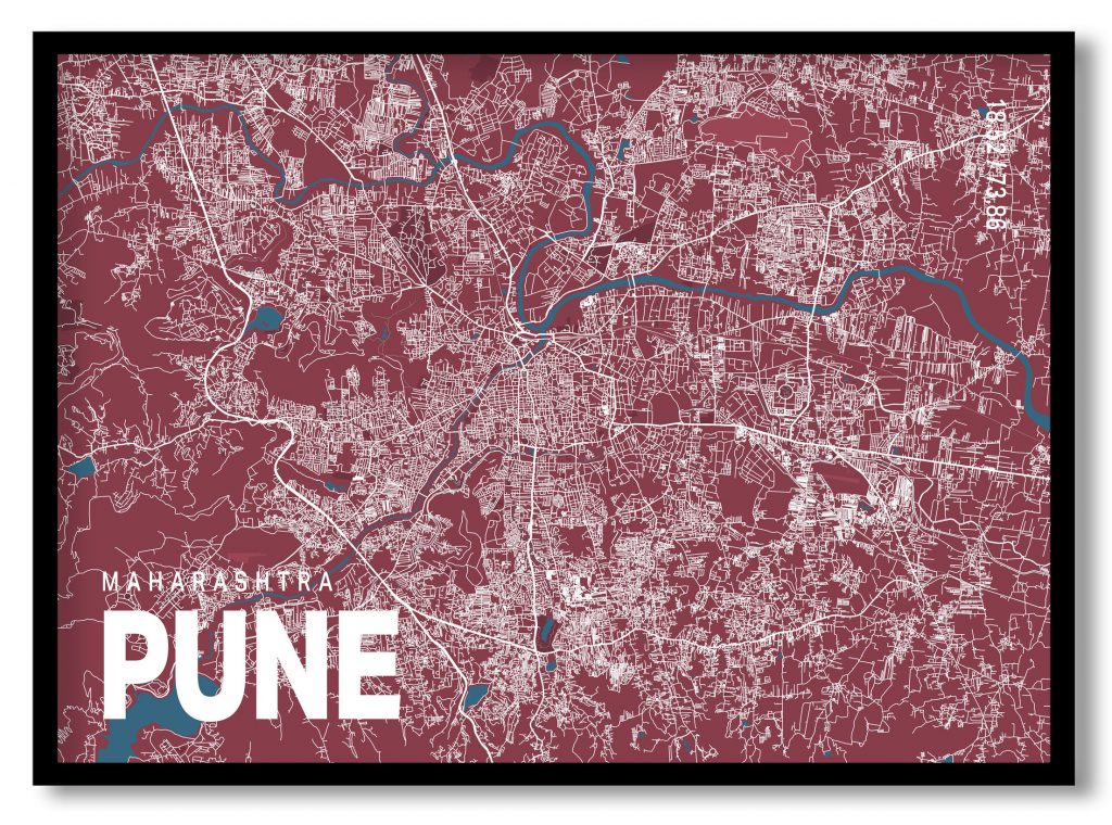 Red poster map of pune