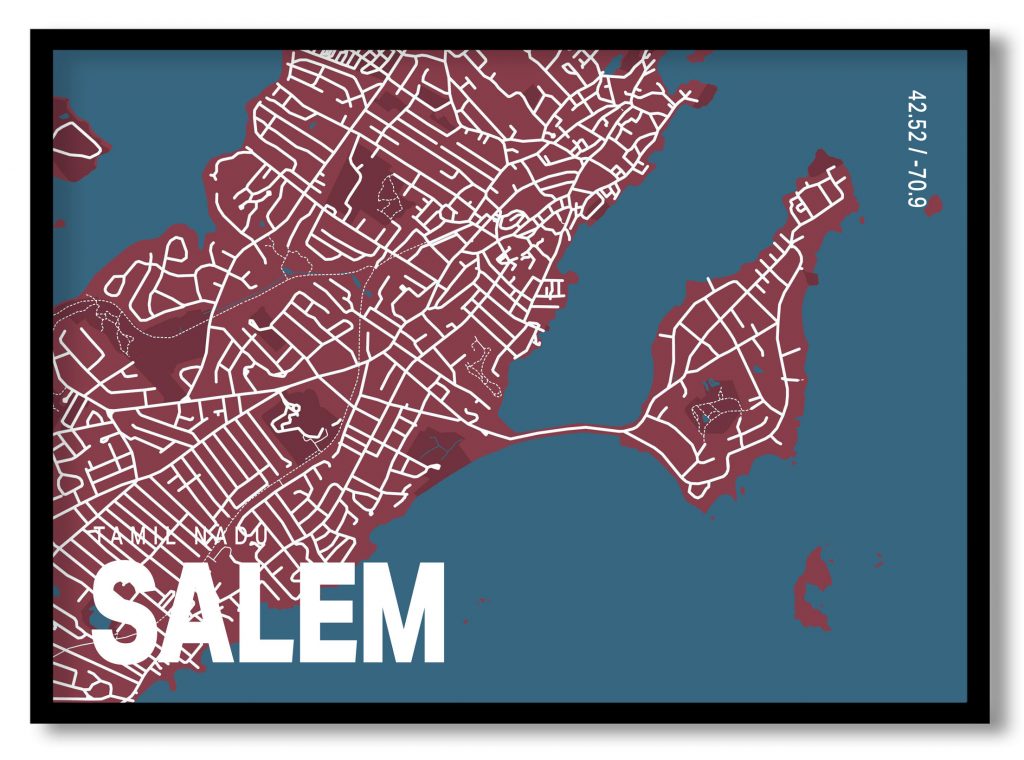 Red poster map of salem