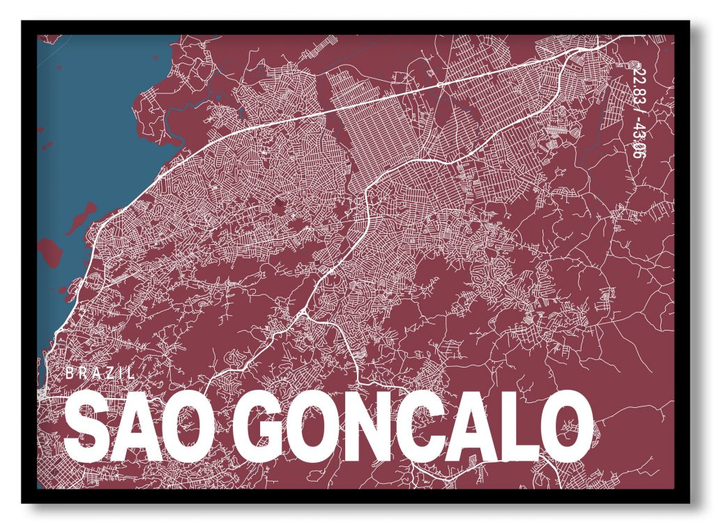 Red poster map of sao goncalo