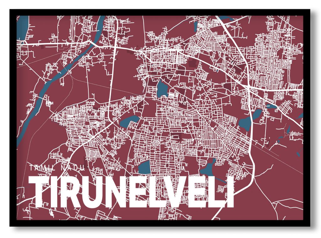 Red poster map of tirunelveli