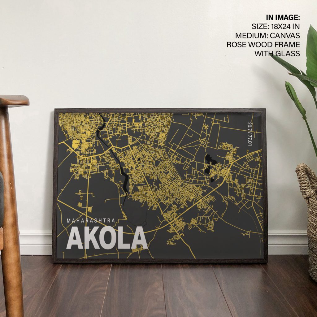 Modern Akola Map with Coordinates – Home Decor