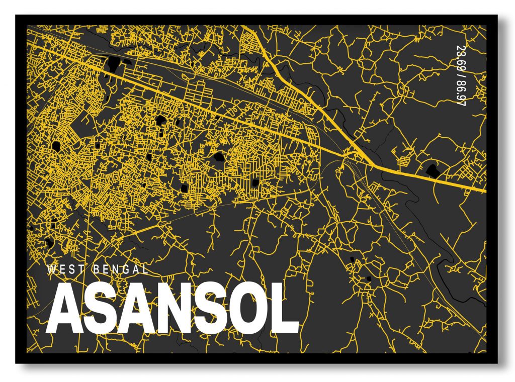 Yellow poster map of asansol