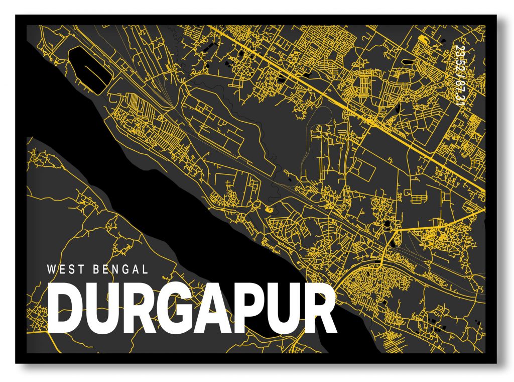 Yellow poster map of durgapur