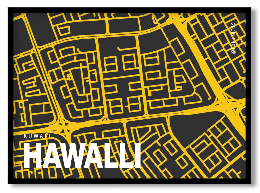 Yellow poster map of hawalli