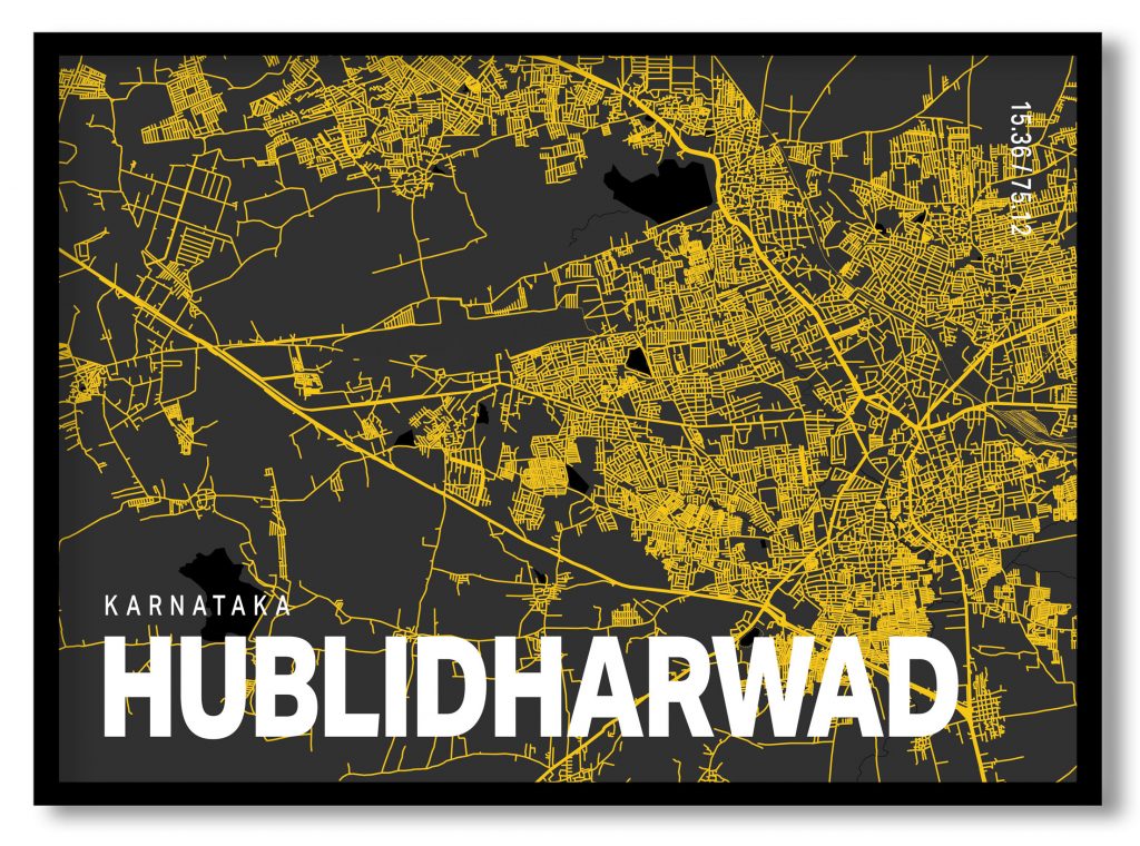 Yellow poster map of hublidharwad