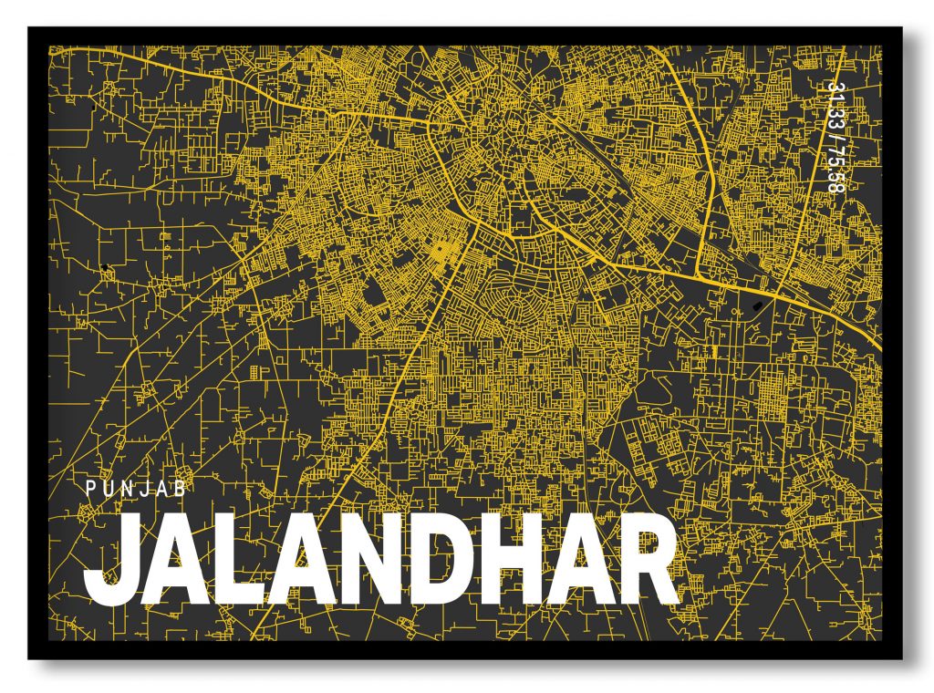 Yellow poster map of jalandhar
