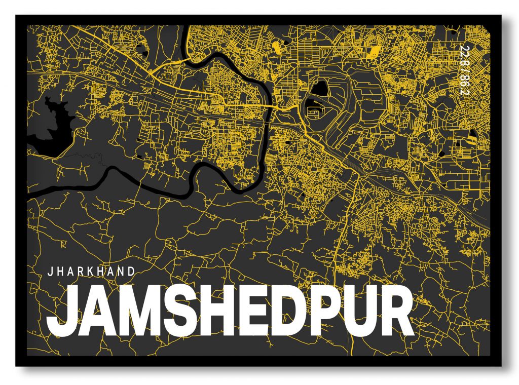 Yellow poster map of jamshedpur