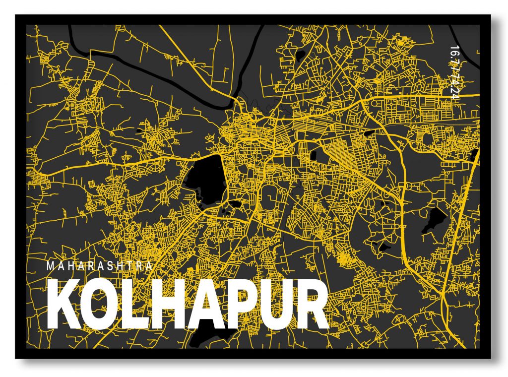 Yellow poster map of kolhapur