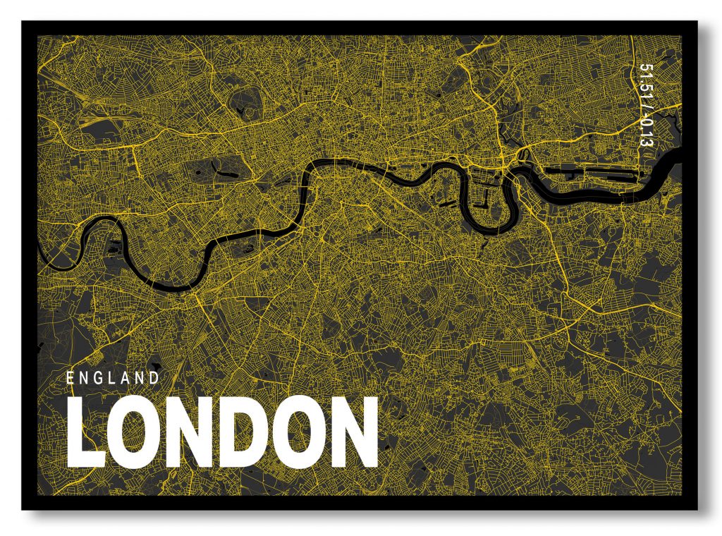 Yellow poster map of london