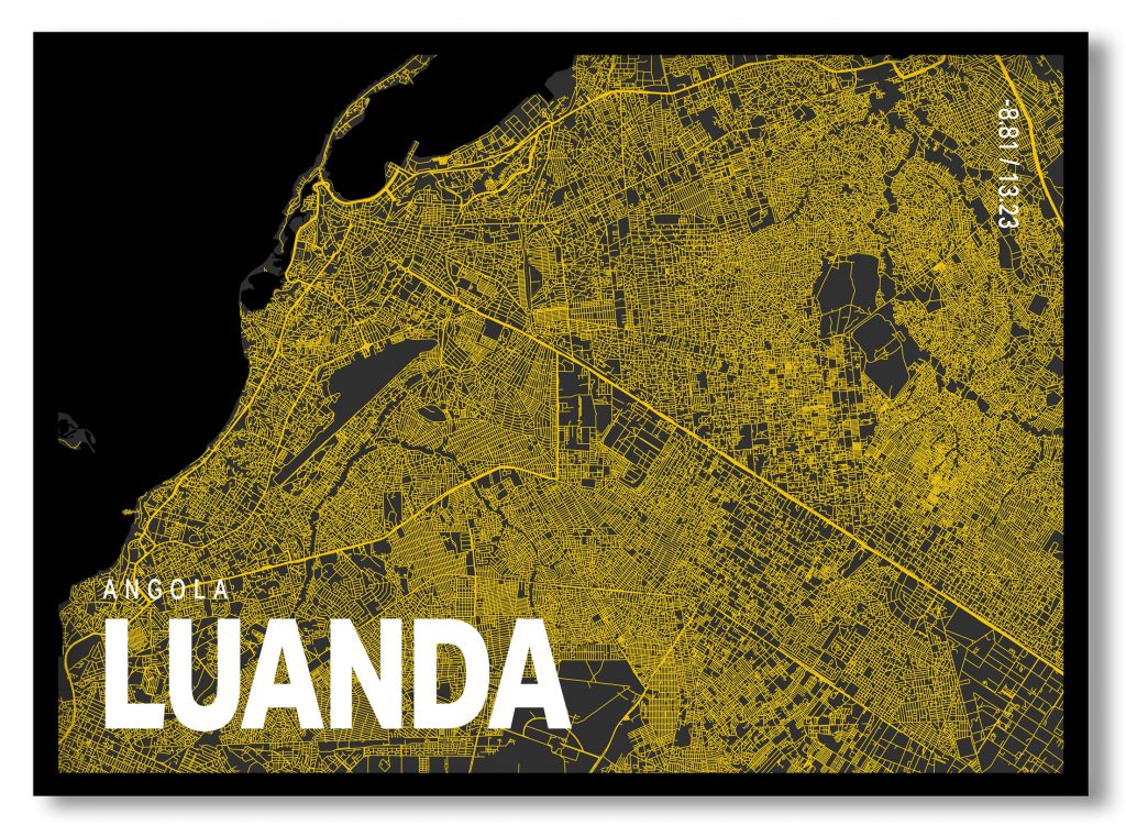 Yellow poster map of luanda