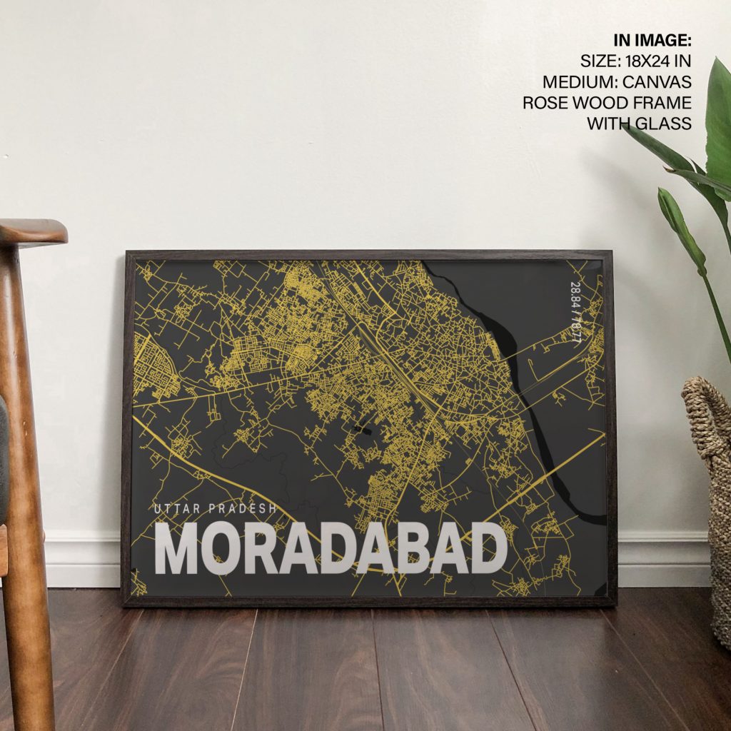 Minimalist Moradabad Uttar Pradesh Map – Wall Decor