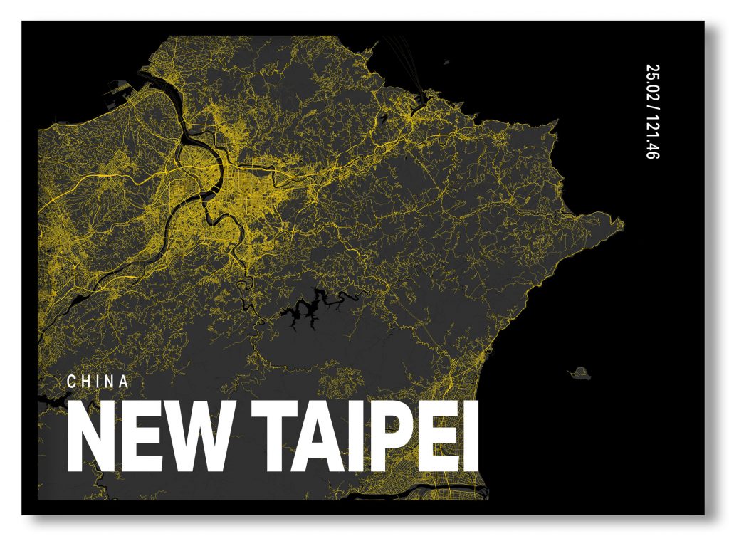 Yellow poster map of new taipei