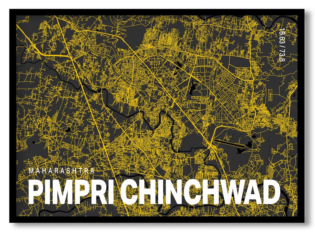 Yellow poster map of pimpri chinchwad