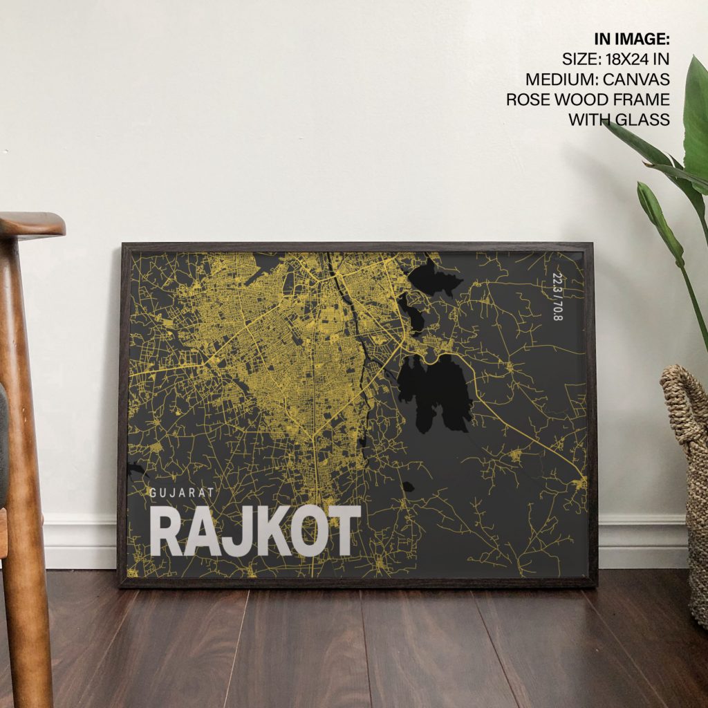 GUJARAT RAJKOT 22 3 70 8 - City Coordinates Map – Wall Decor
