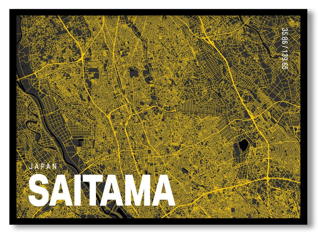 Yellow poster map of saitama