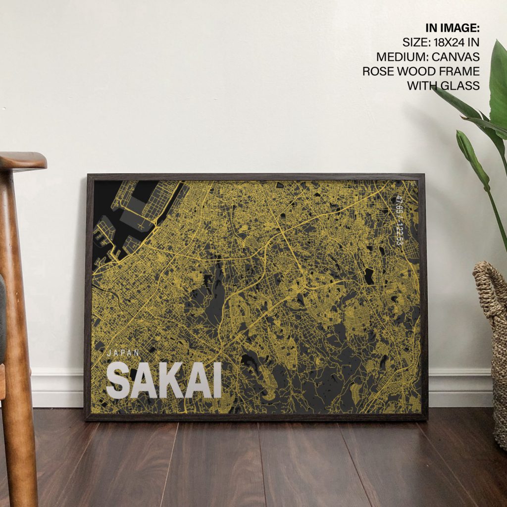 Minimalist Sakai Japan City Map – Wall Hanging