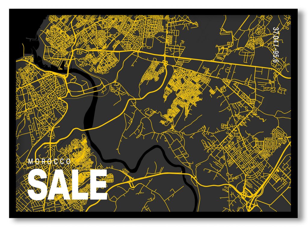 Yellow poster map of sale