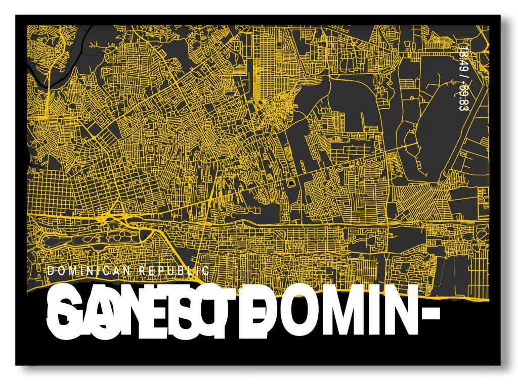 Yellow poster map of santo domingo este