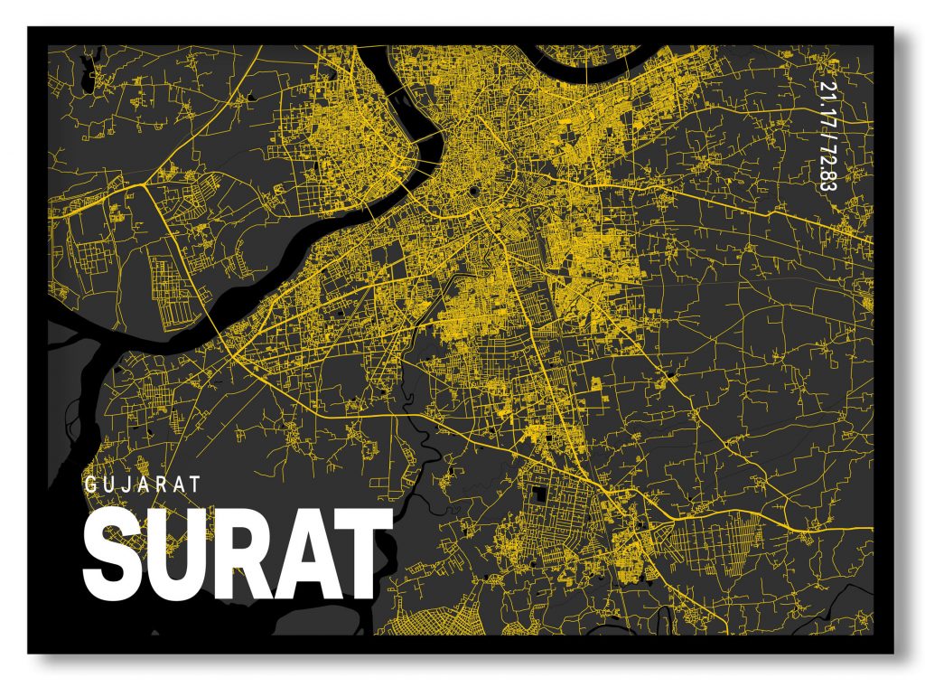 Yellow poster map of surat