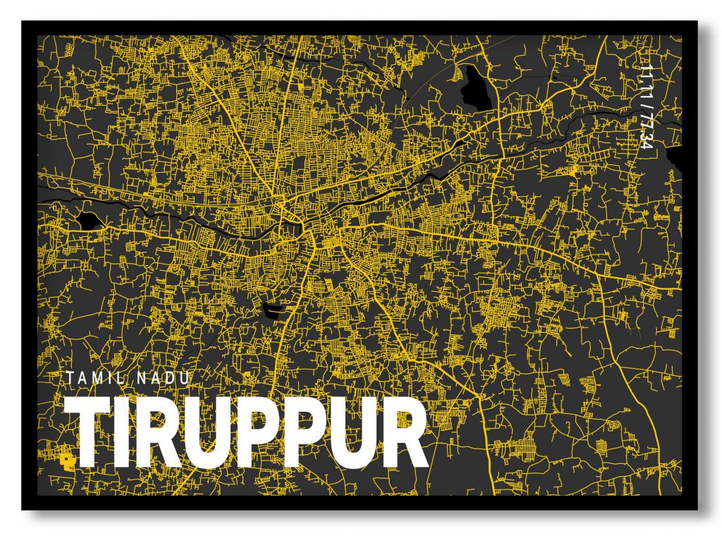 Yellow poster map of tiruppur
