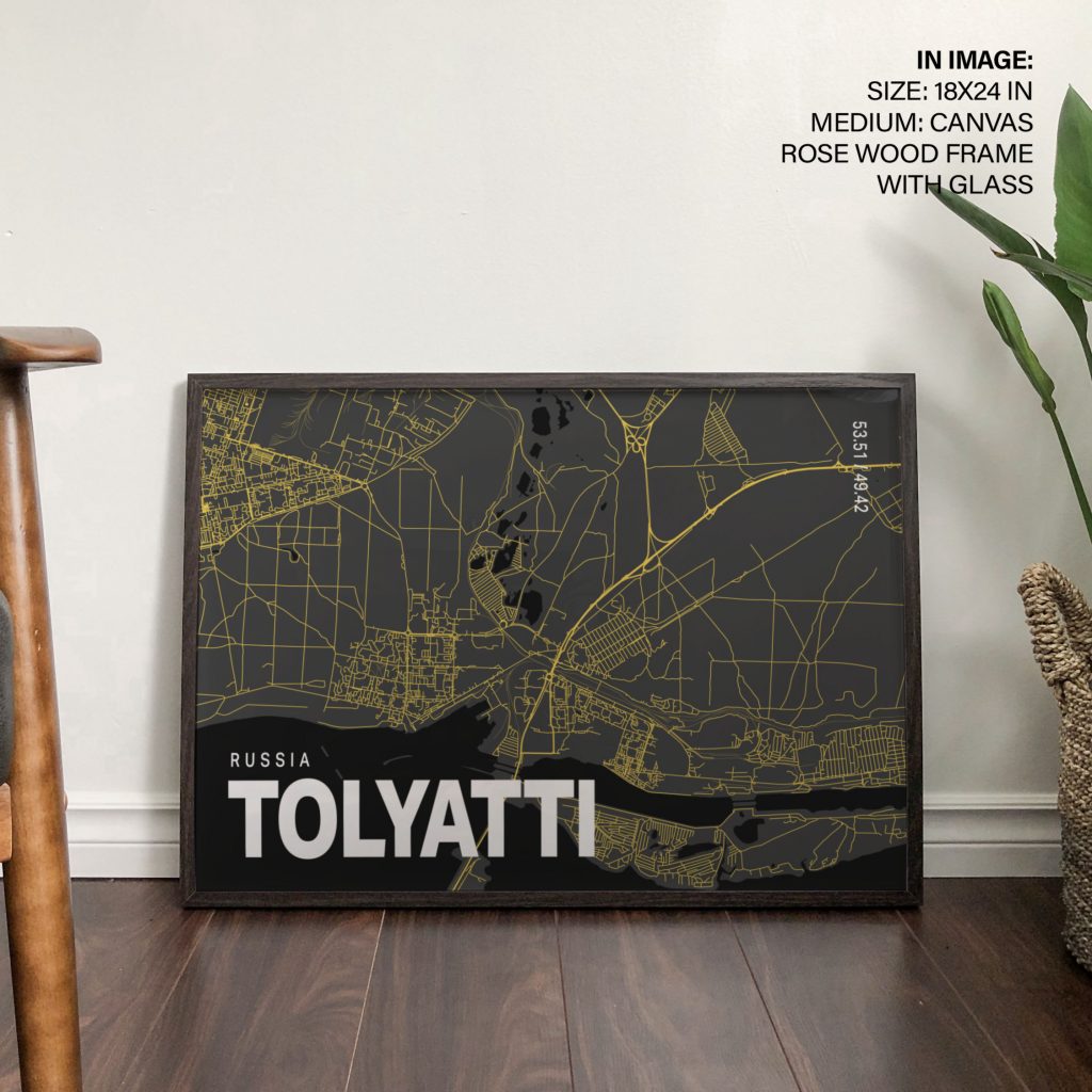 Minimalist Tolyatti Russia Map – Wall Decor
