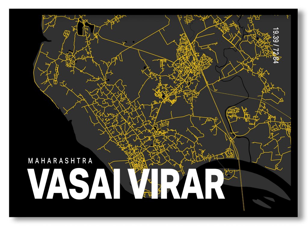 Yellow poster map of vasai virar