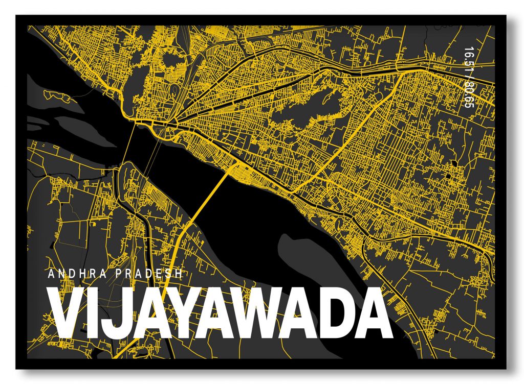 Yellow poster map of vijayawada