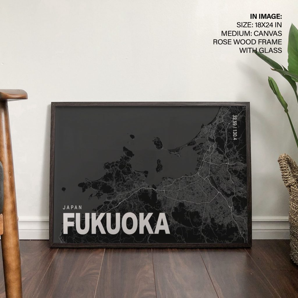 Minimalist Fukuoka Japan Map – Wall Hanging