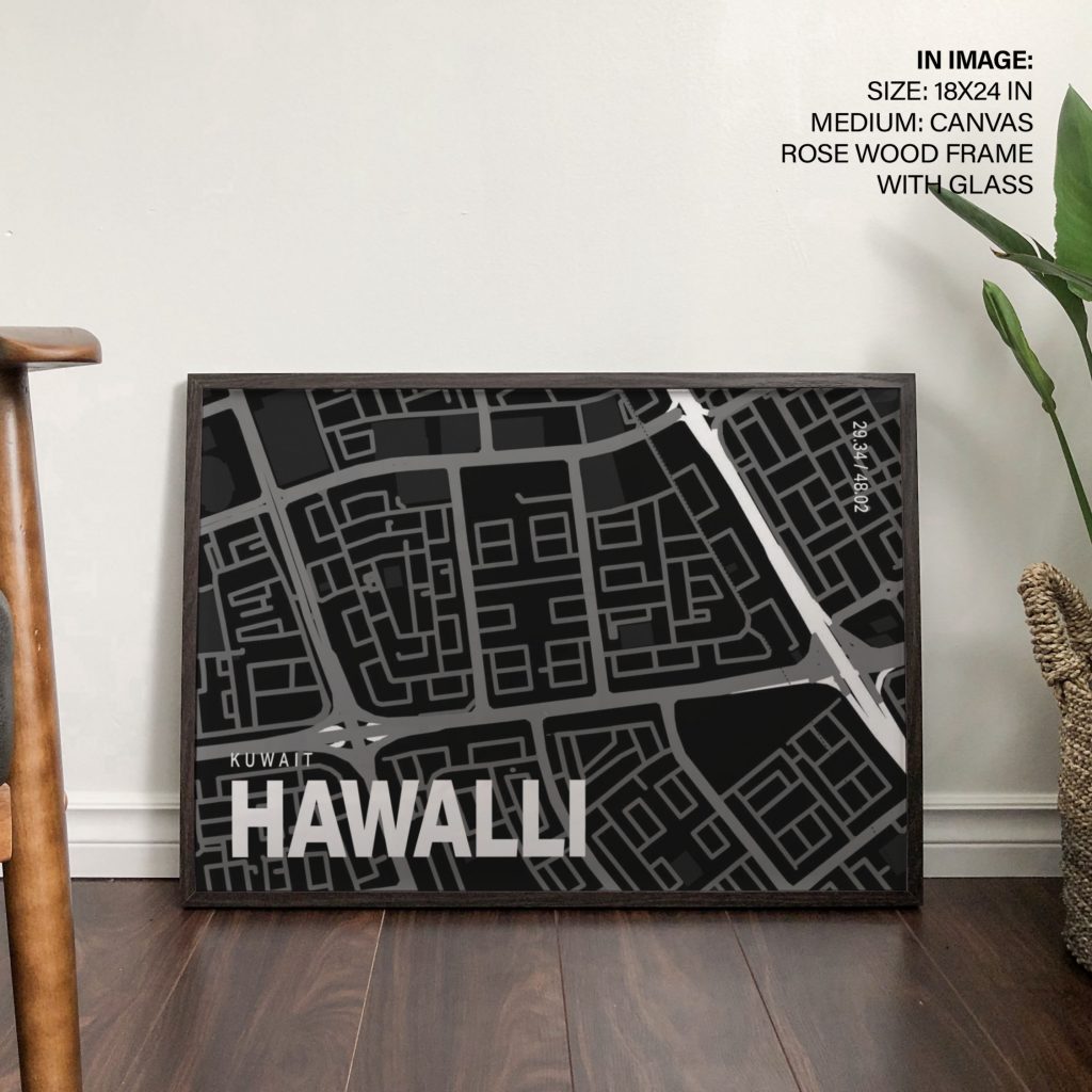 KUWAIT HAWALLI 29 34 48 02 - City Coordinates Map – Wall Decor