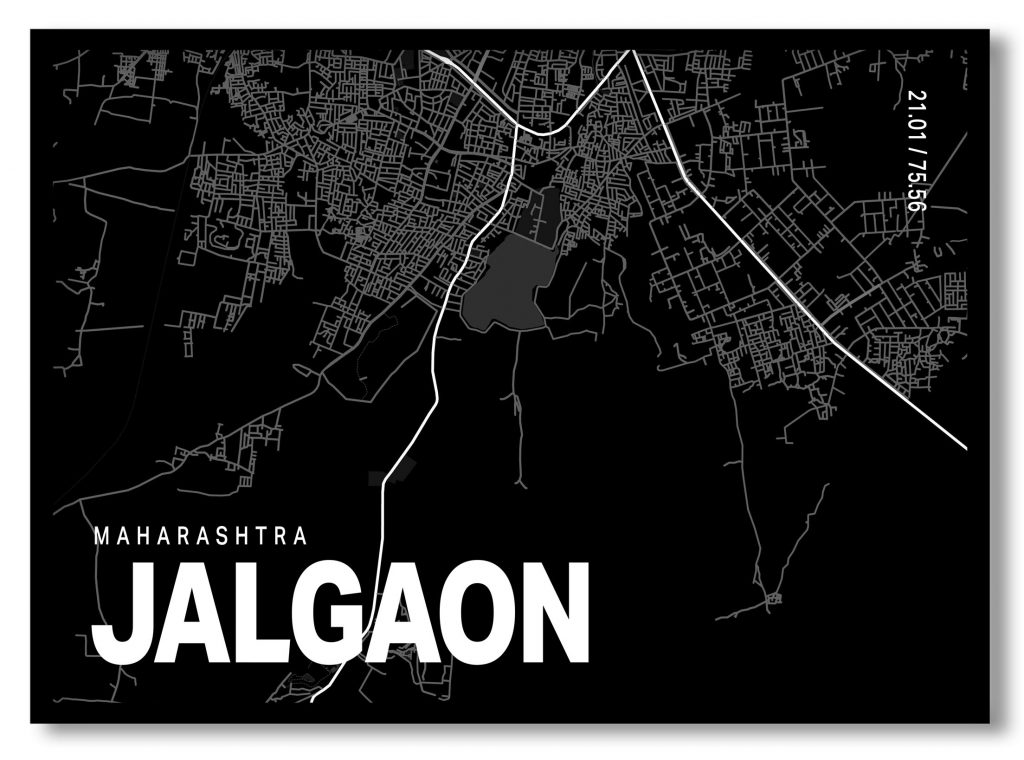 Black poster map of jalgaon
