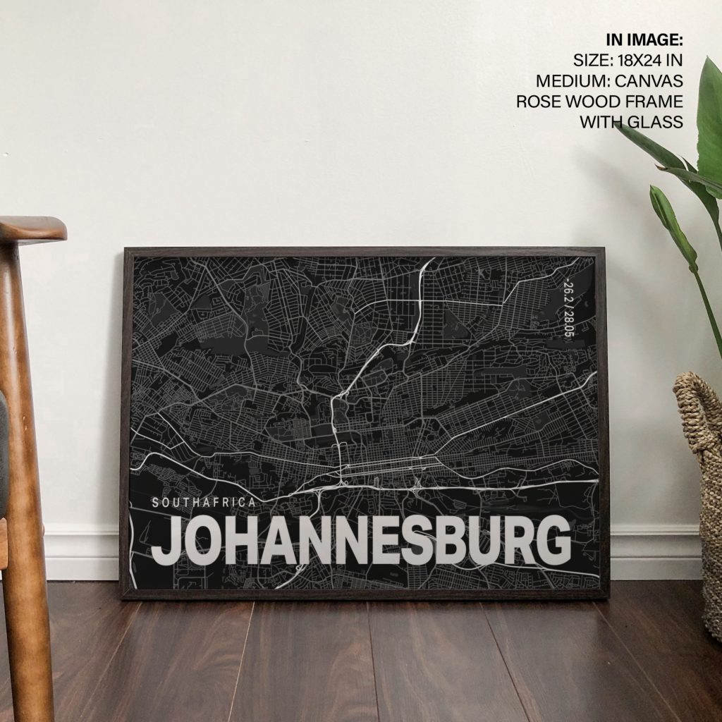 Minimalist Johannesburg Map – Wall Decor